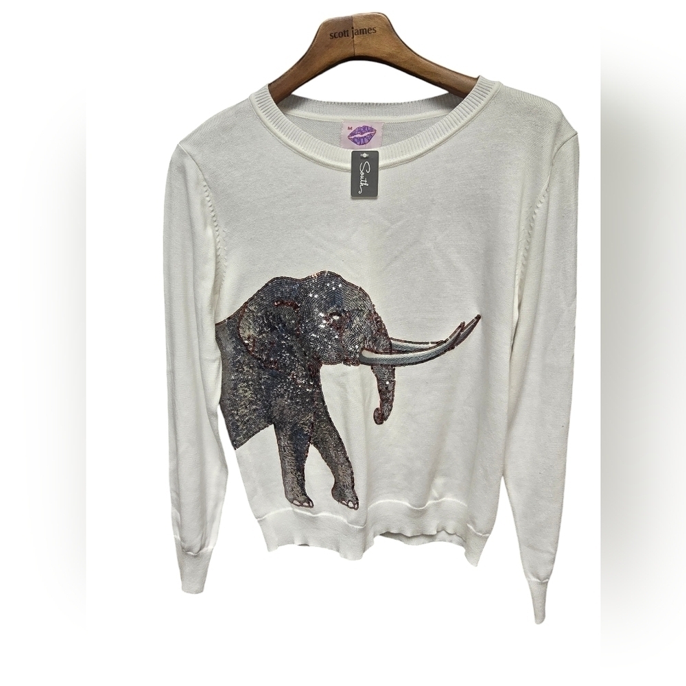 Sparkle City Wrap-Around Elephant Sweater Sz. M NWT